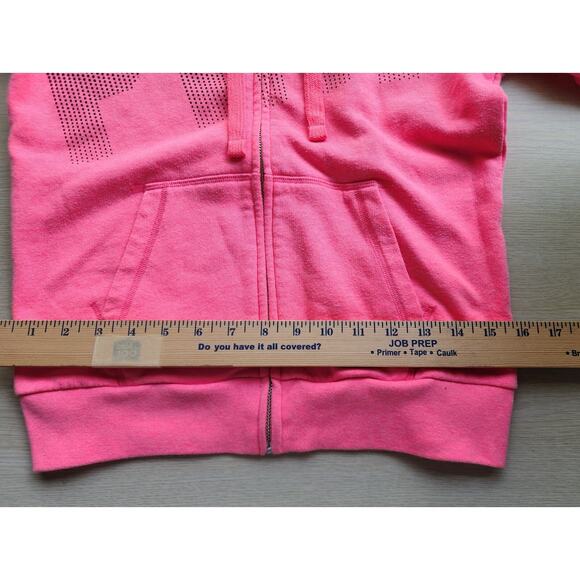 JACKET/HOODIE-VICTORIA'S SECRET-PINK-Bright Pink-Hood-Long Sleeves-Zipper-SM-P - Picture 10 of 12